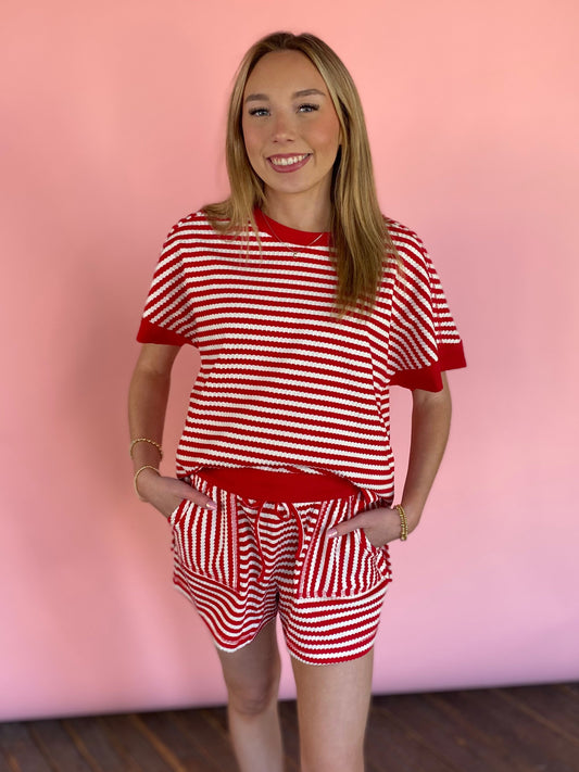 RED CUTE COMFY SHORT SET