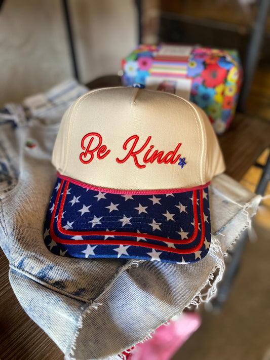 PATRIOTIC BE KIND TRUCKER HAT