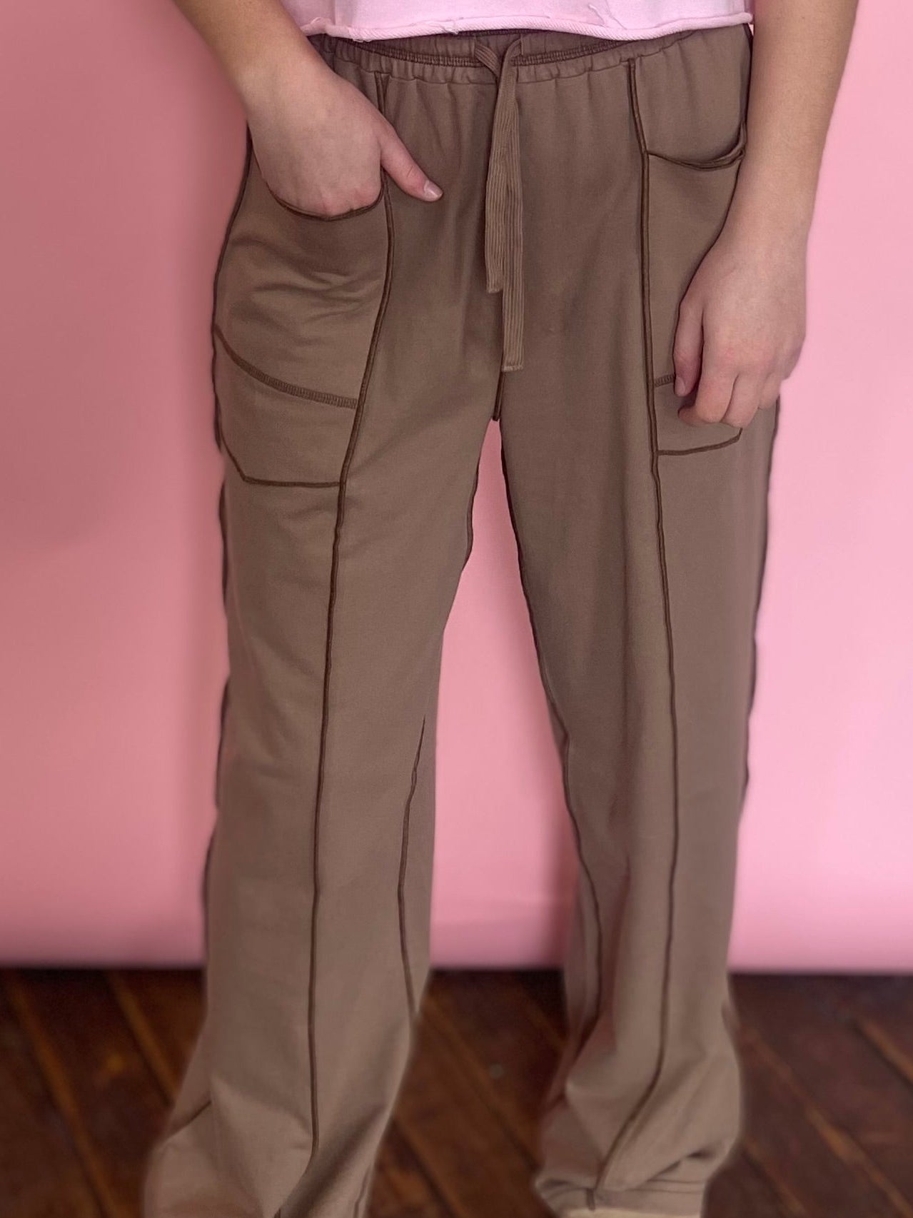 BROWN WIDE LEG LOUNGE PANTS