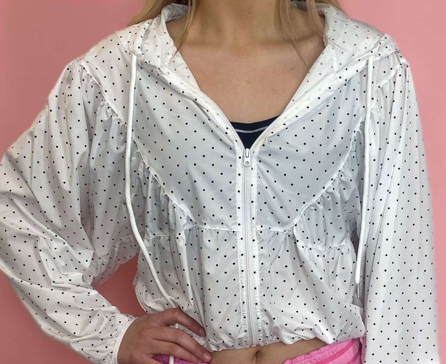 LTWT BLACK POLK-A-DOT JACKET