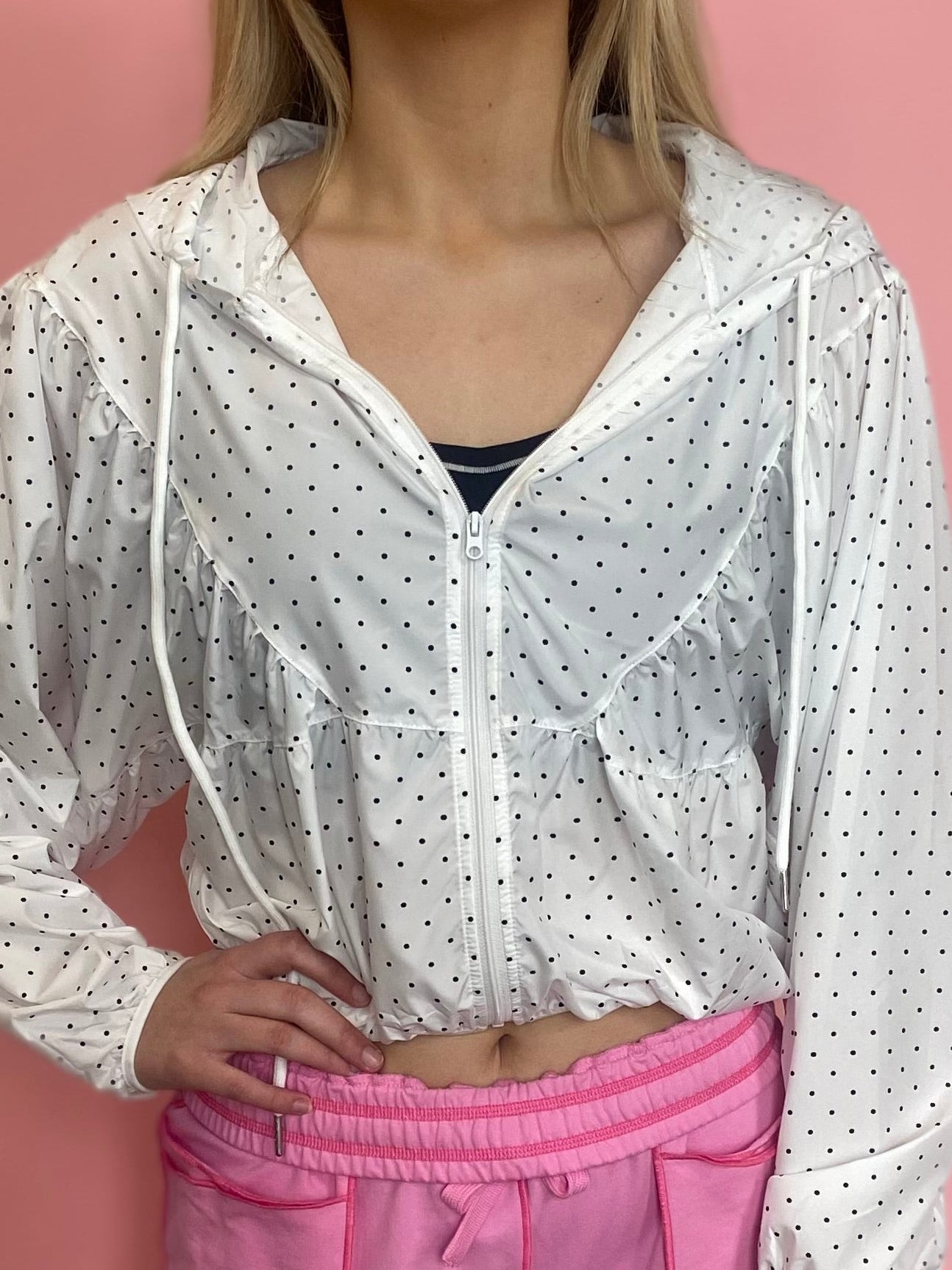 LTWT BLACK POLK-A-DOT JACKET