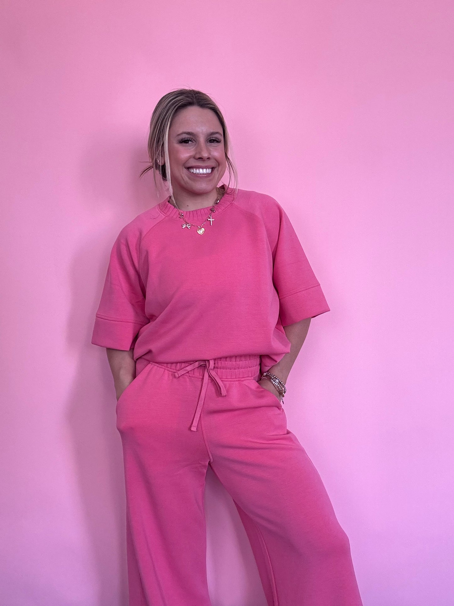 PINK CHIFFON PANT SET