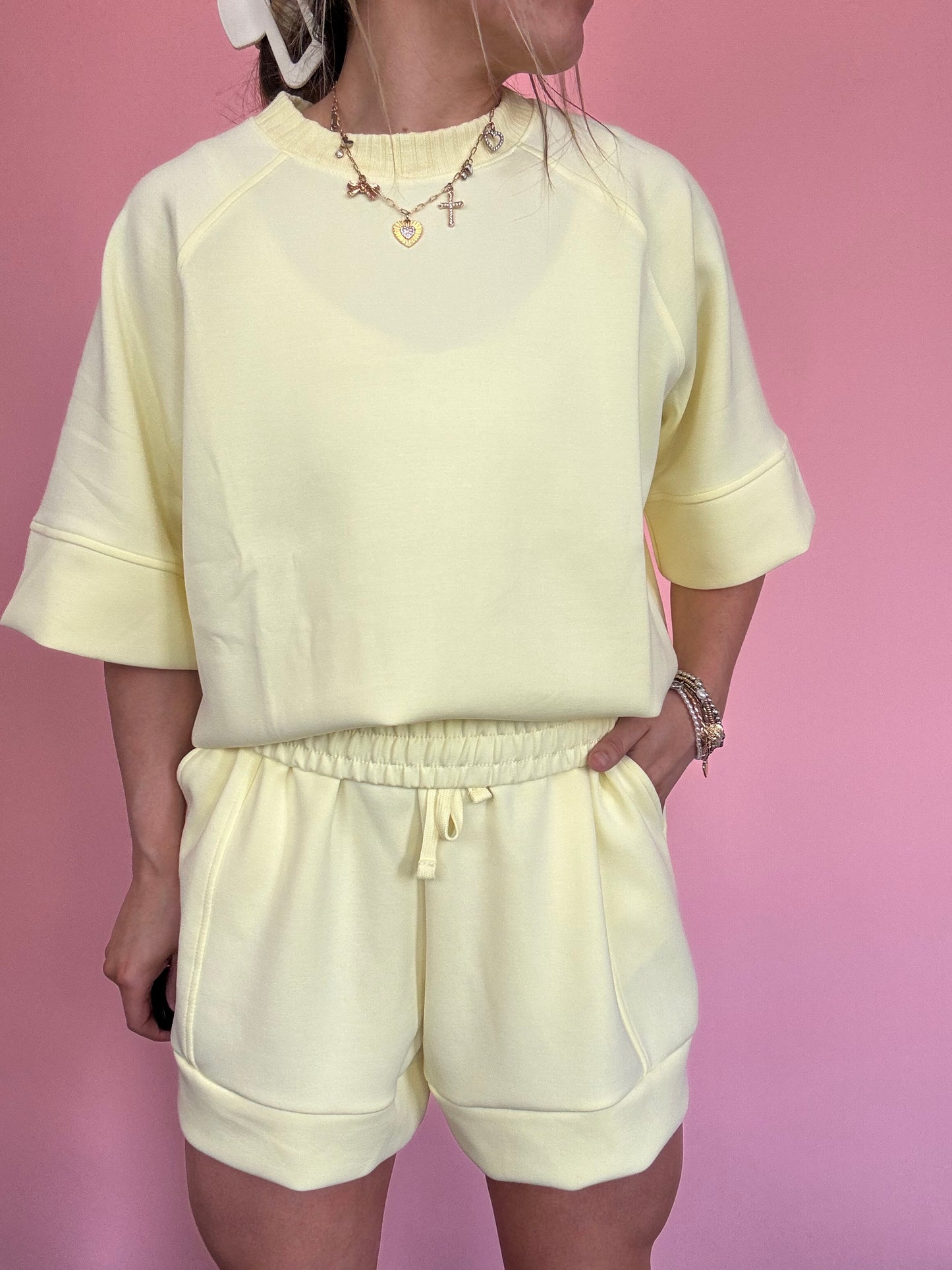 LEMON CHIFFON SHORT SET