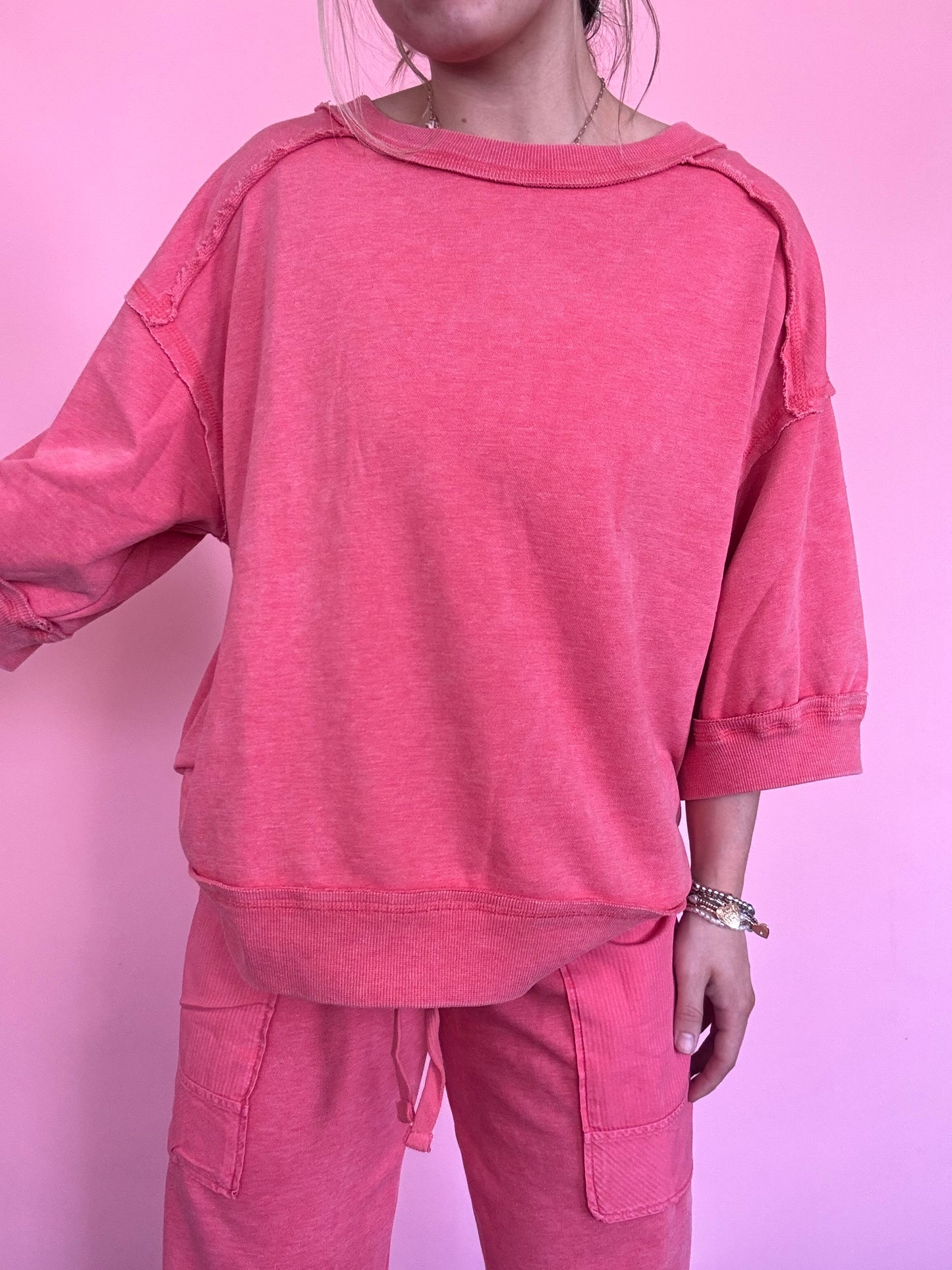 FADED RED TERRY PANT SET