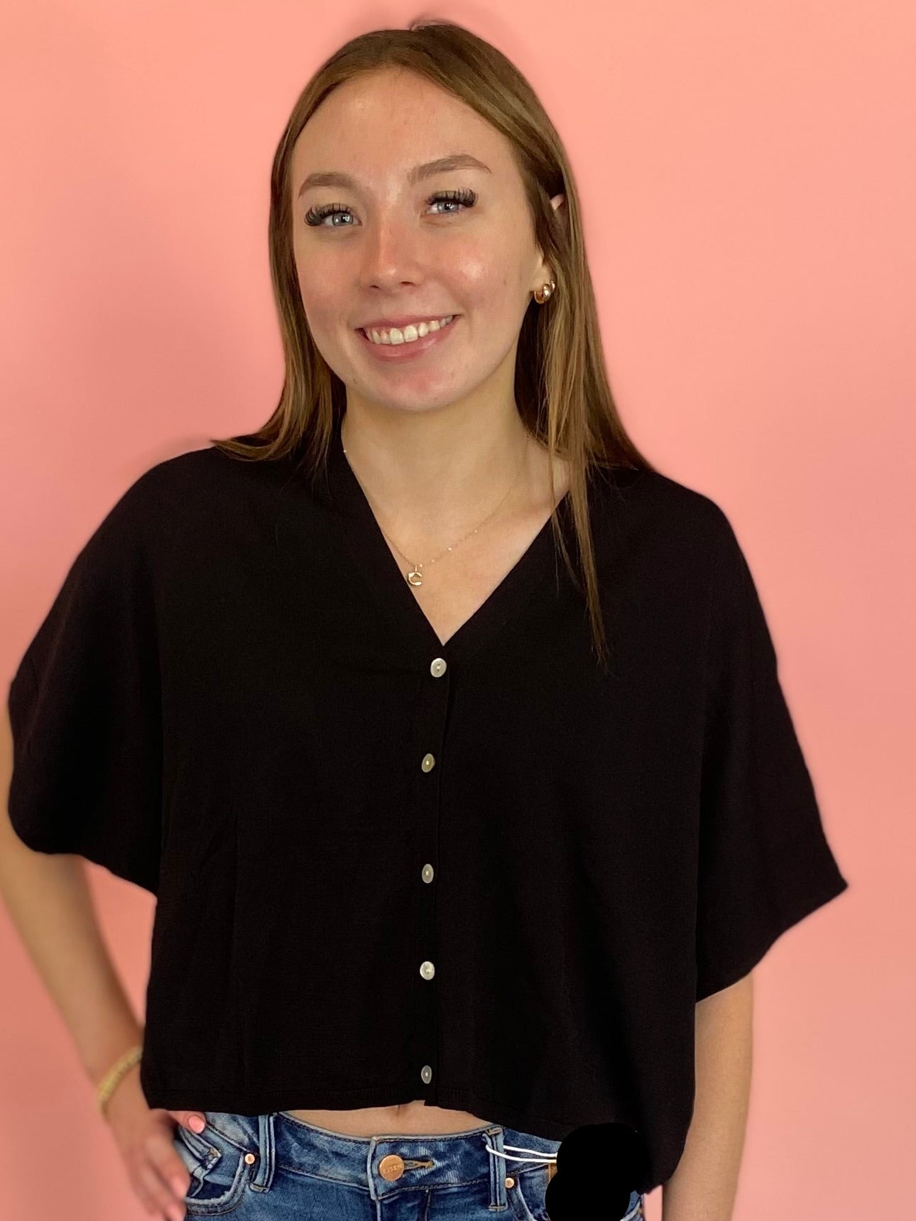 BLACK OVERSIZED CROP TOP