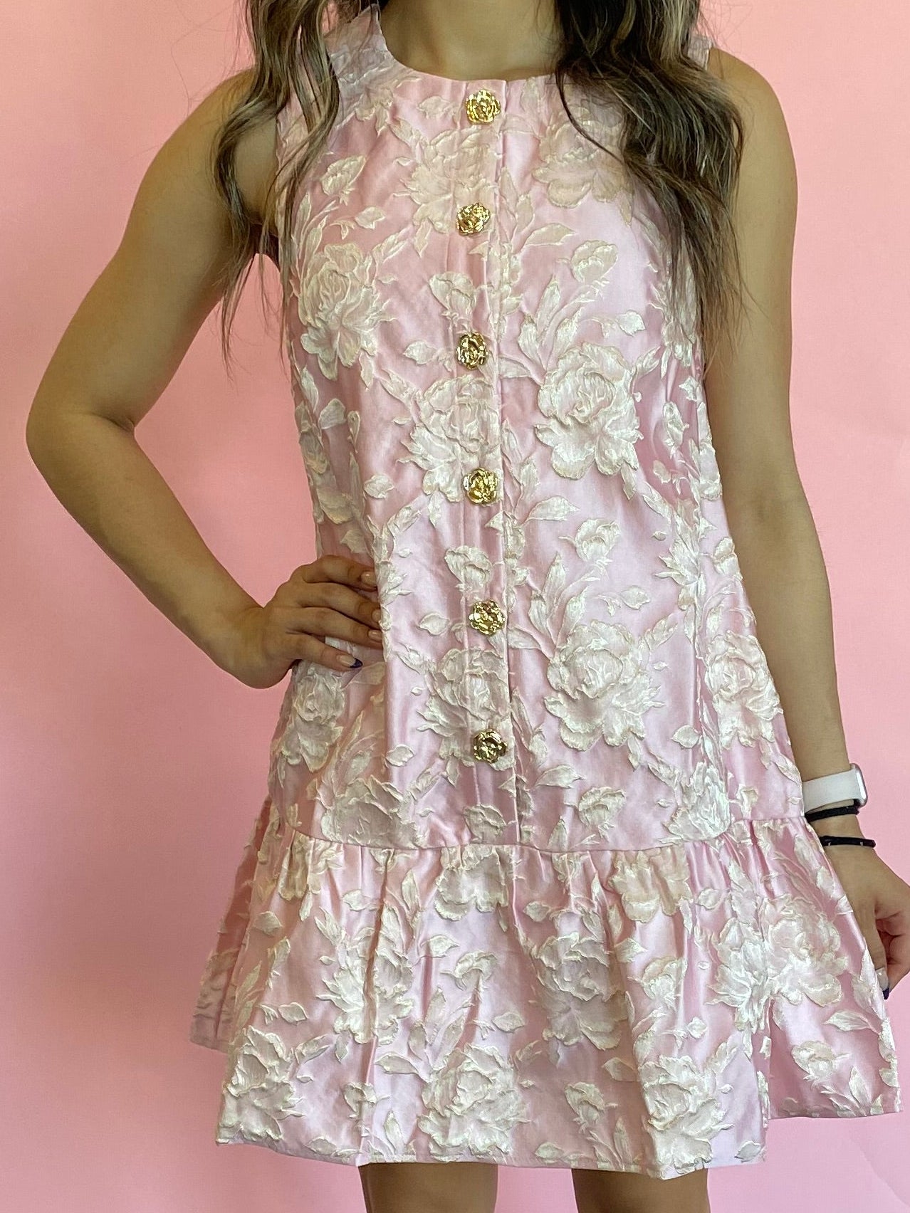 PINK/GOLD ROSE DRESS