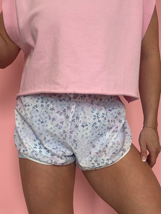 BLUE FLORAL PATCHWORK SHORTS