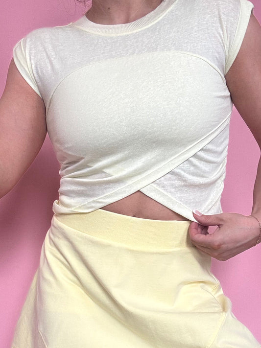 YELLOW RUCHED ATHLETICA TEE