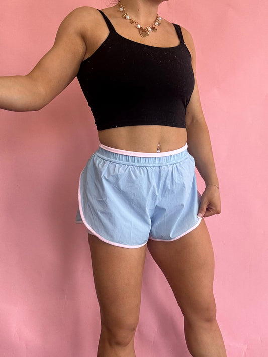 BLUE WITH PINK WINDBREAKER SHORTS