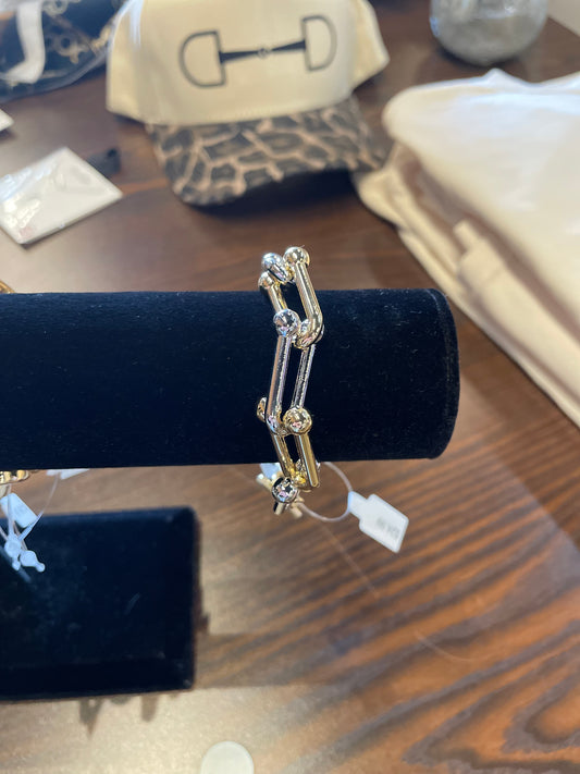 SILVER & GOLD SHACKLE BRACELET