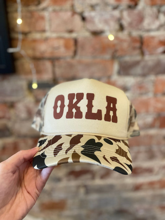 CAMO OKLA TRUCKER HAT