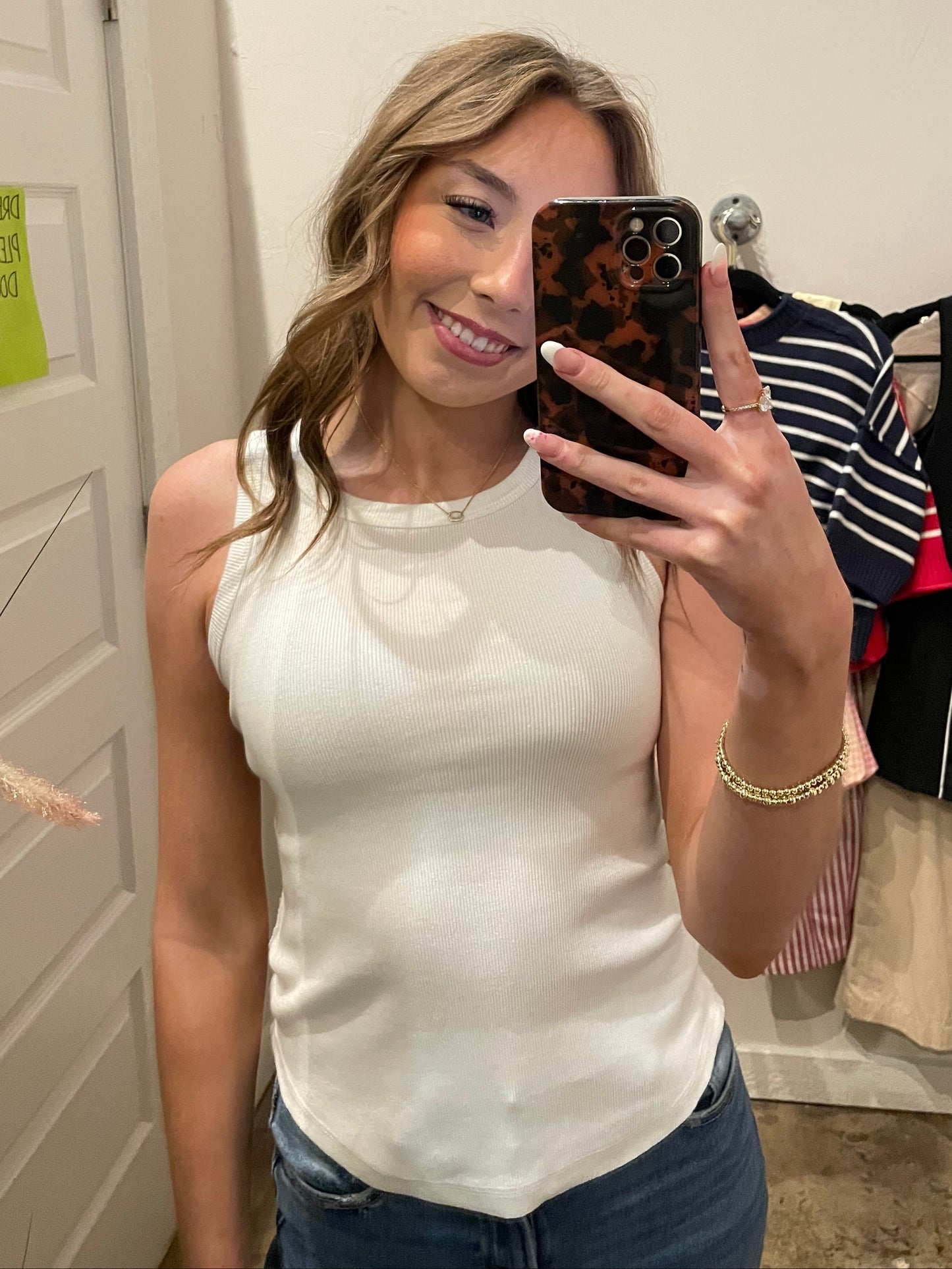 WHITE KNIT TANK
