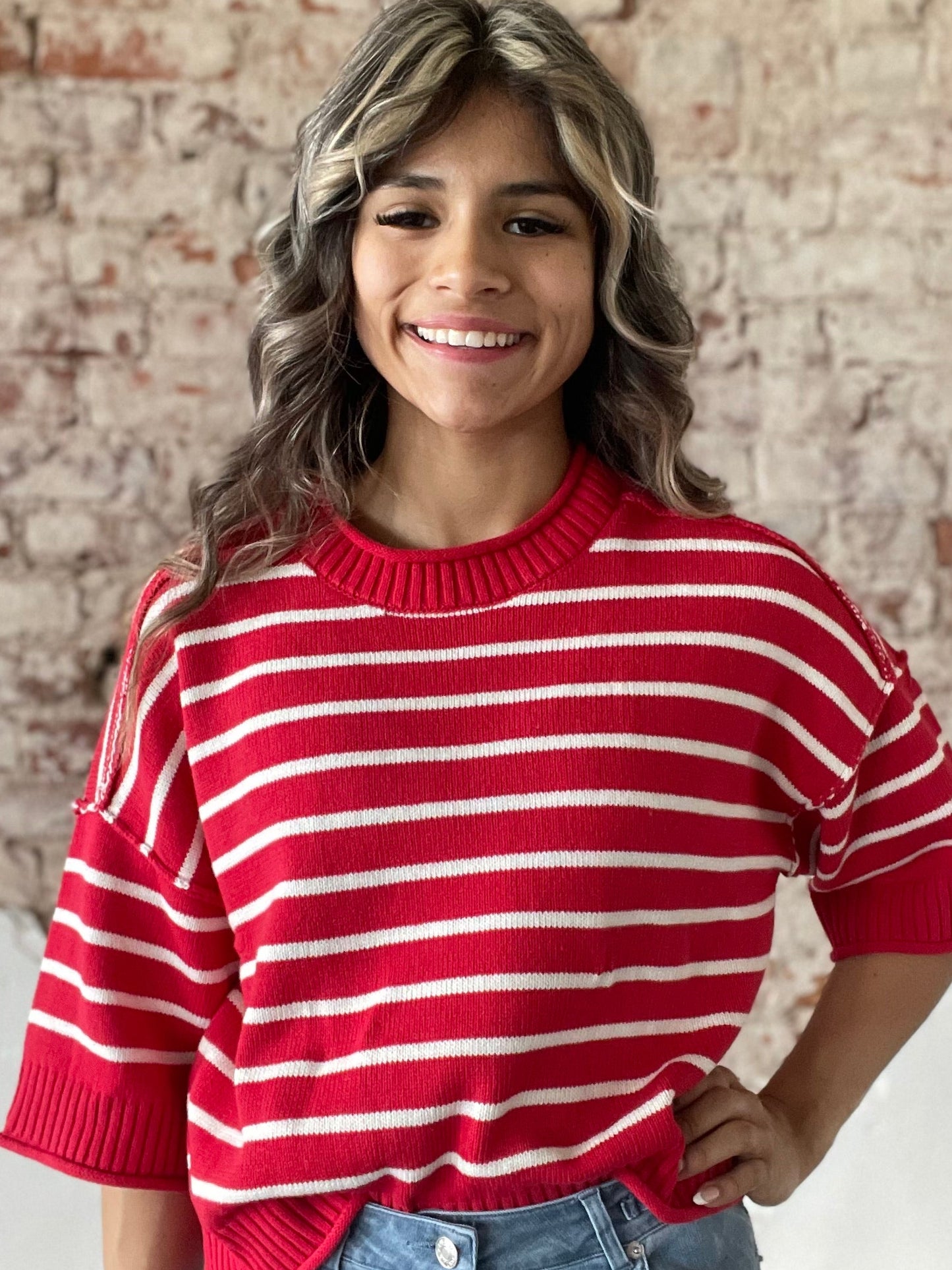 STRIPED RED SWEATER