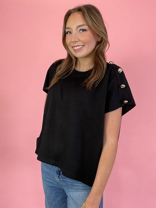 BLACK CAP SLEEVE TOP