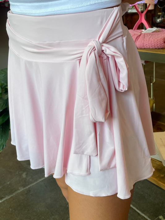 LT PINK BALLET WRAP SKORT