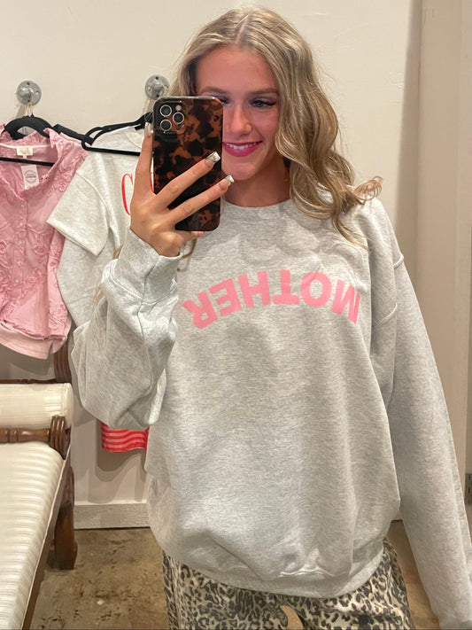 GREY UPSIDE-DOWN MOTHER SWEATSHIRT