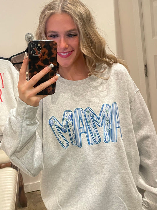 GRAY/BLUE MAMA SWEATSHIRT