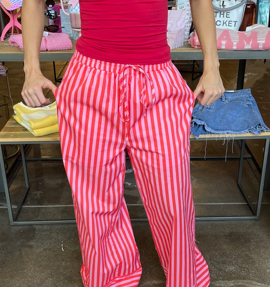 PINK STRIPE WIDE LEG PANT