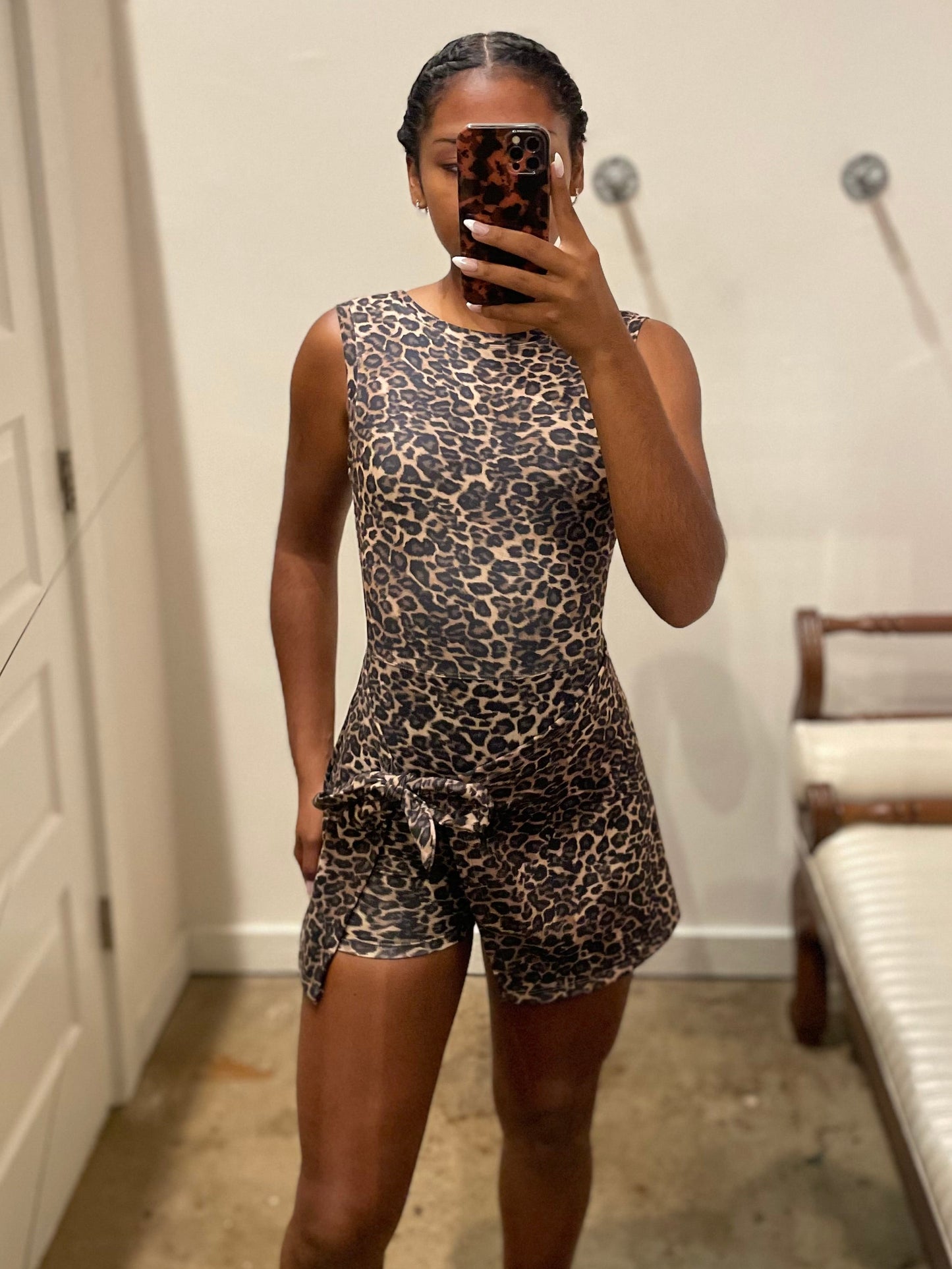 LEOPARD WRAP TIE DRESS