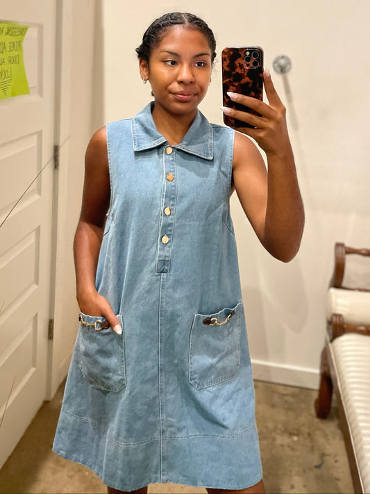 DENIM SNAFFLE BIT DRESS