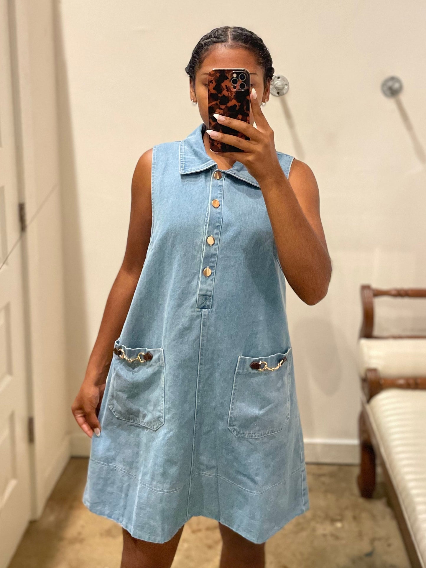 DENIM SNAFFLE BIT DRESS
