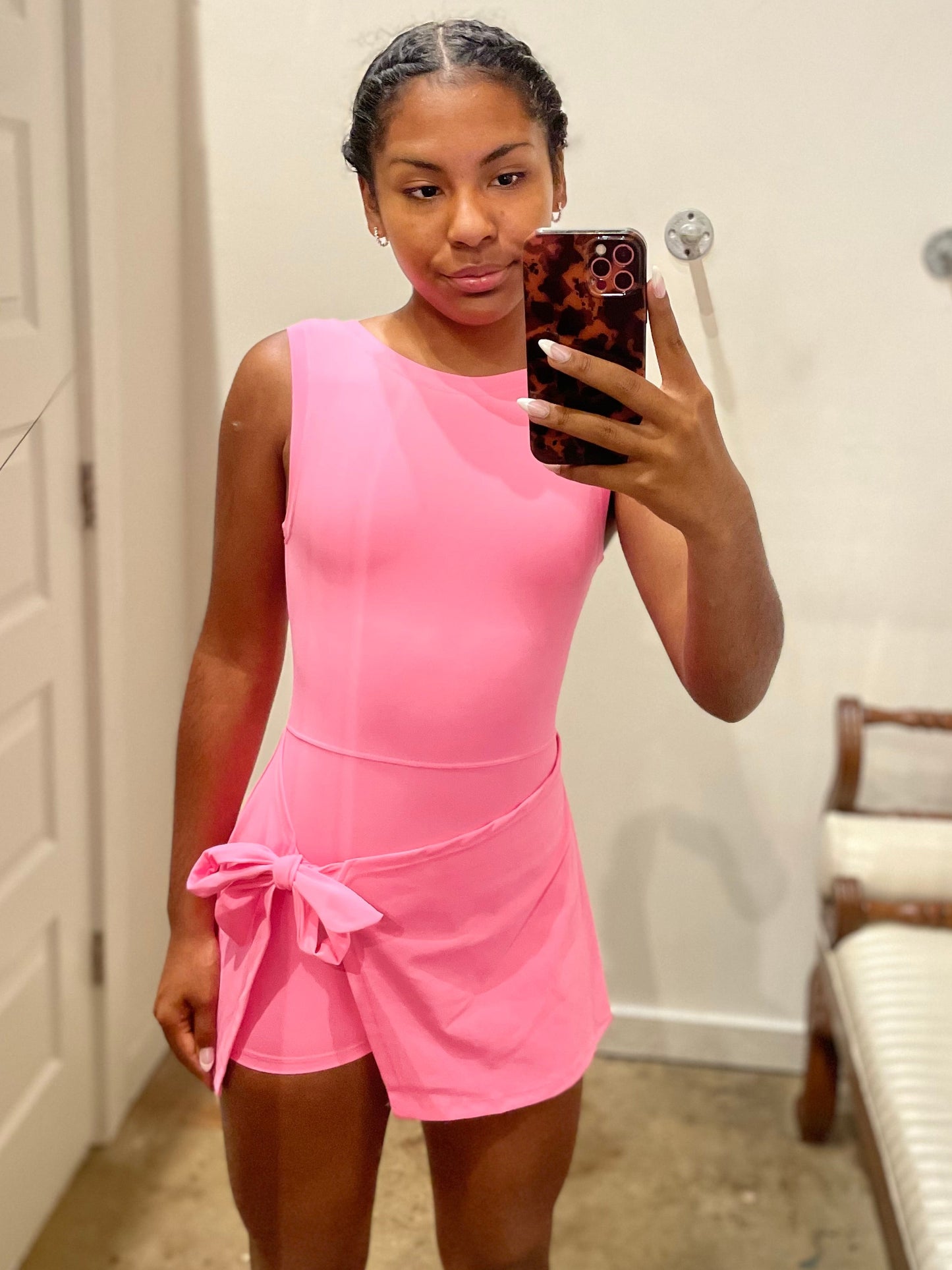 HOT PINK WRAP TIE DRESS