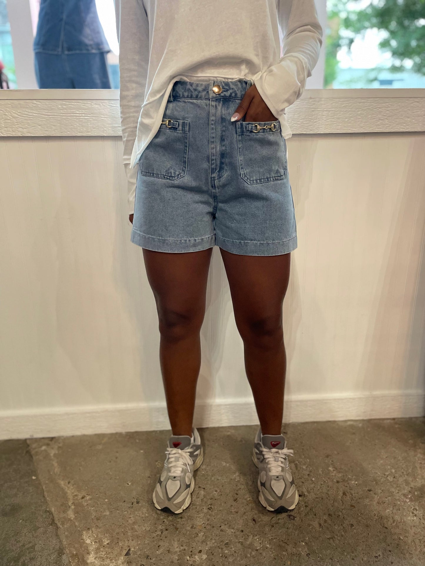 SNAFFLE BIT DENIM SHORTS