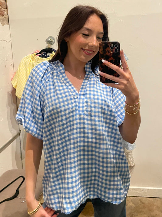 BLUE CHECKED TOP