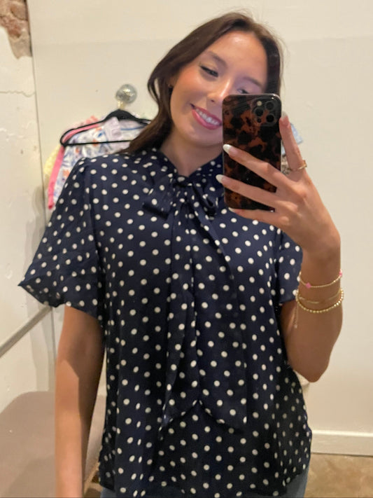 NAVY DOT BLOUSE