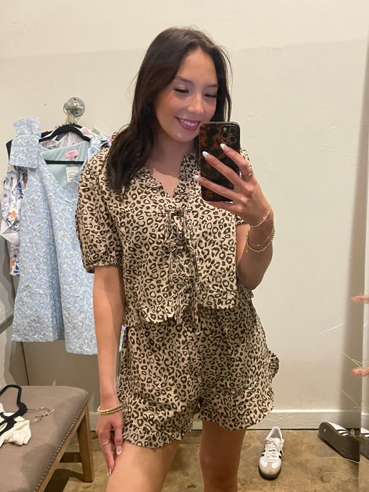 CHEETAH RUFFLE SHORT SET