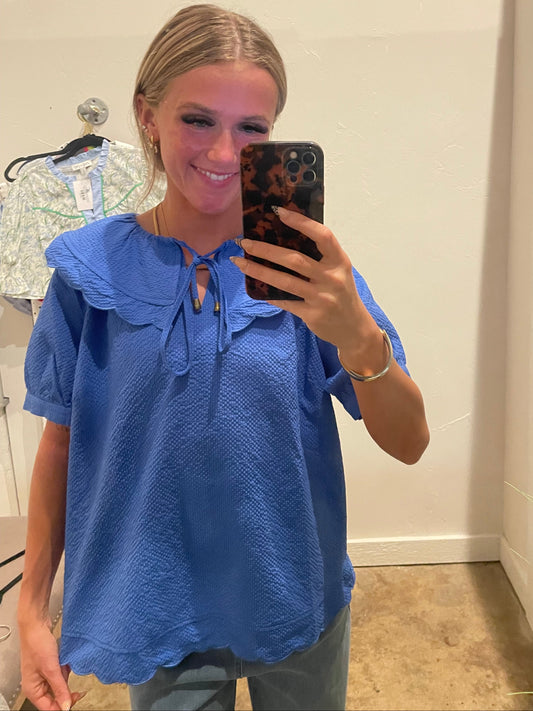 BLUE BUBBLE TEXTURE TOP