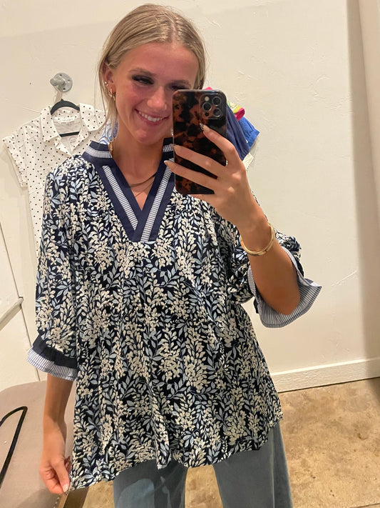 BLUE FLORAL TOP