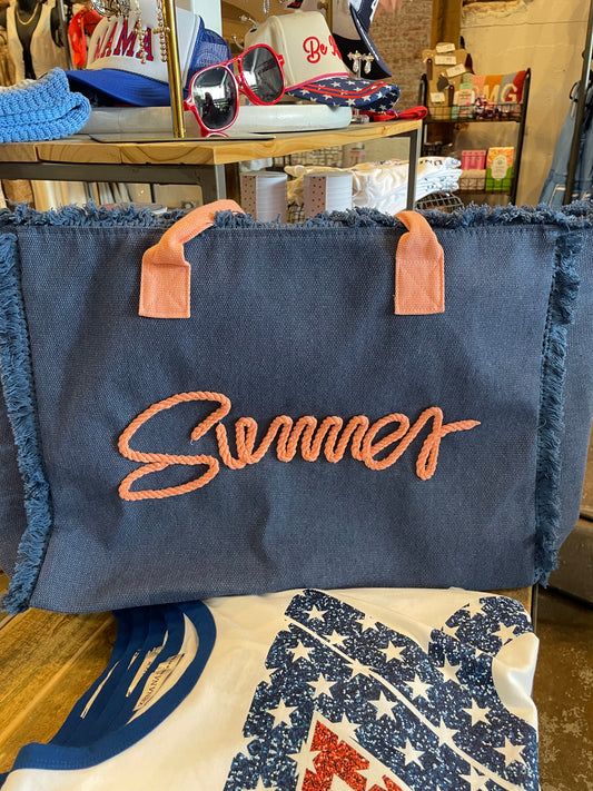 NAVY SUMMER TOTE