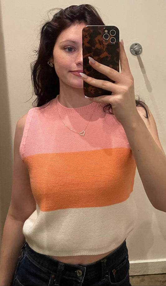 PINK/ORANGE/CREAM SWEATER TANK