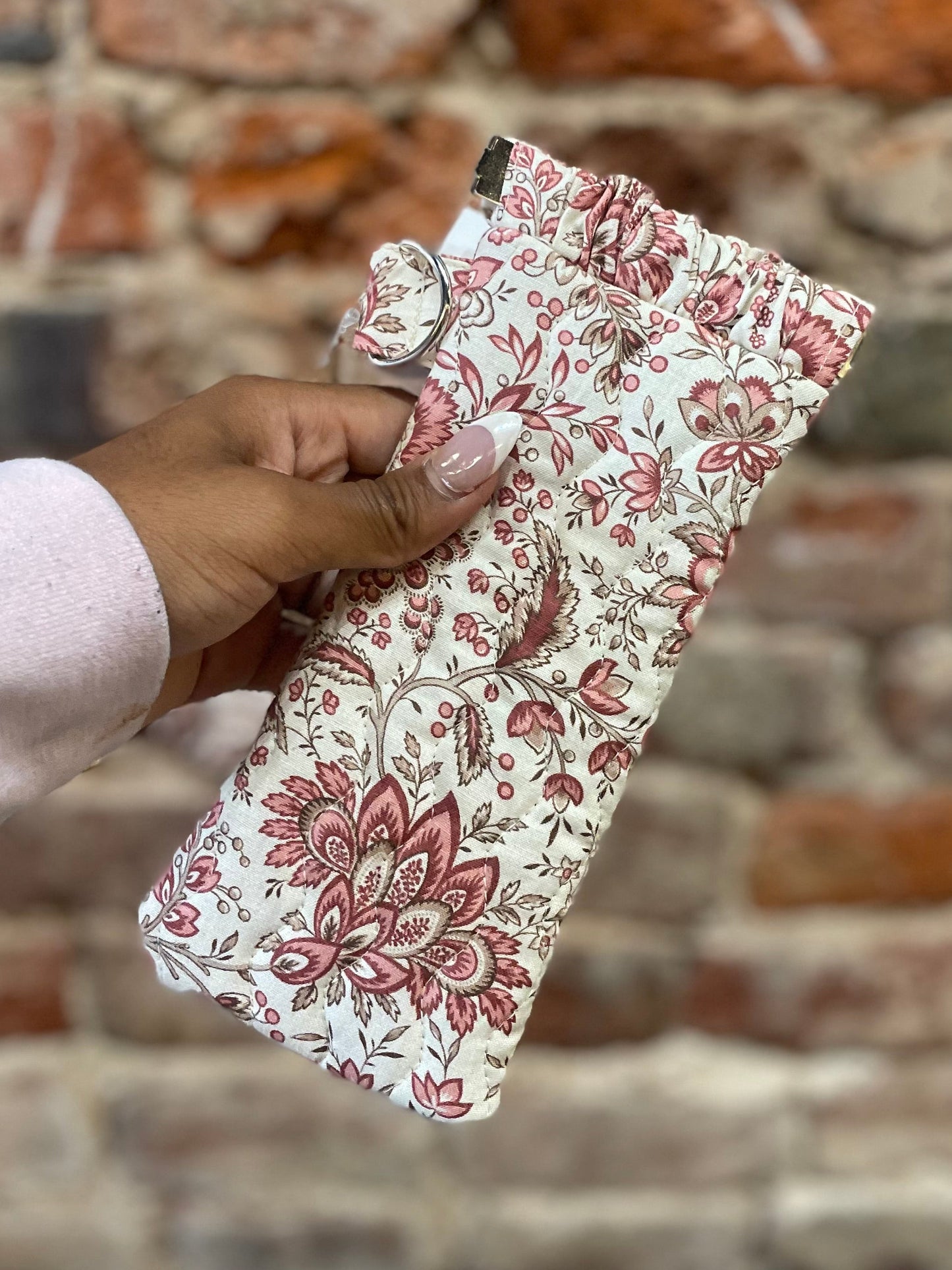 CREAM & PINK FLORAL GLASSES CASE