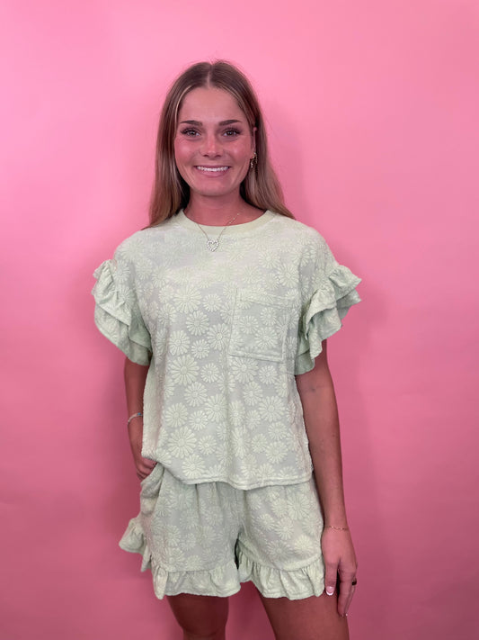 LIME DAISY TERRY SET