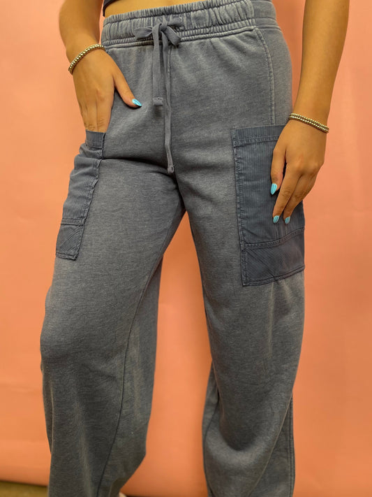 FADED NAVY TERRY SWEATPANTS