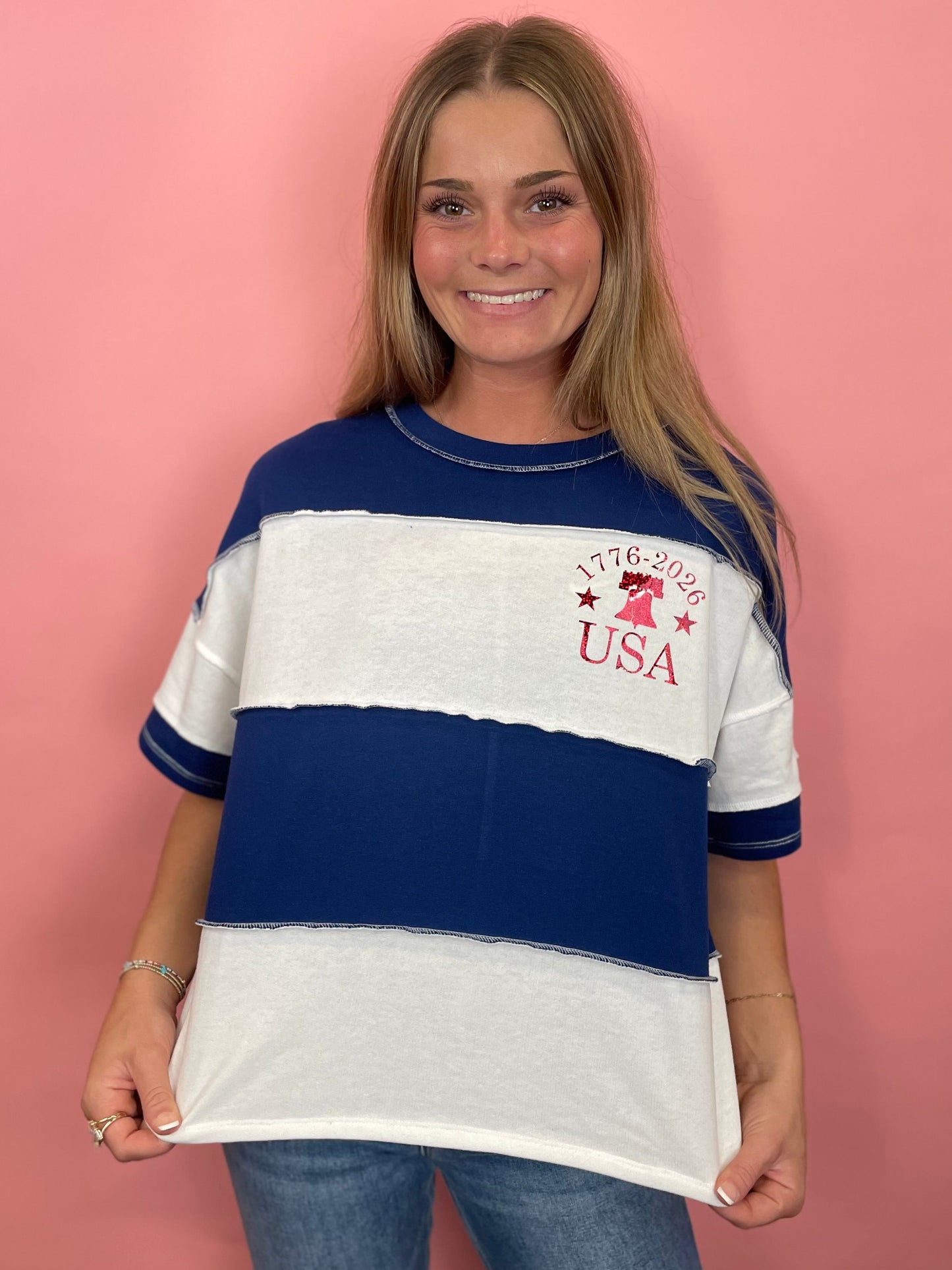 BLUE BLOCK LIBERTY TEE
