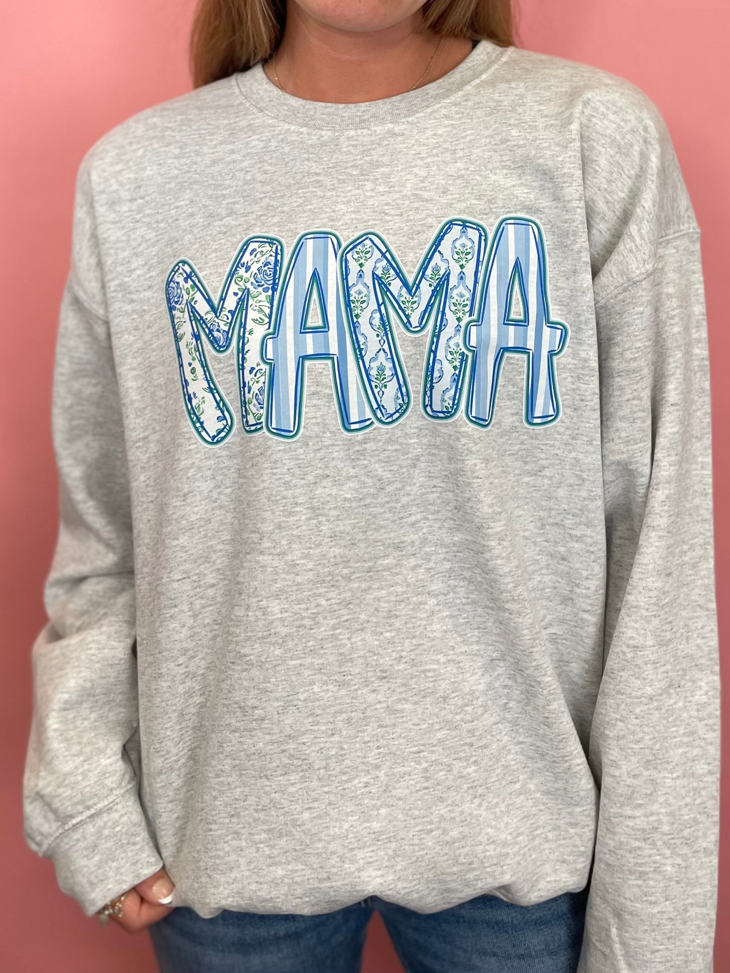 GRAY/BLUE MAMA SWEATSHIRT
