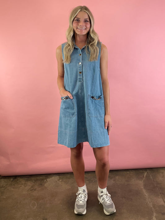 DENIM SNAFFLE BIT DRESS