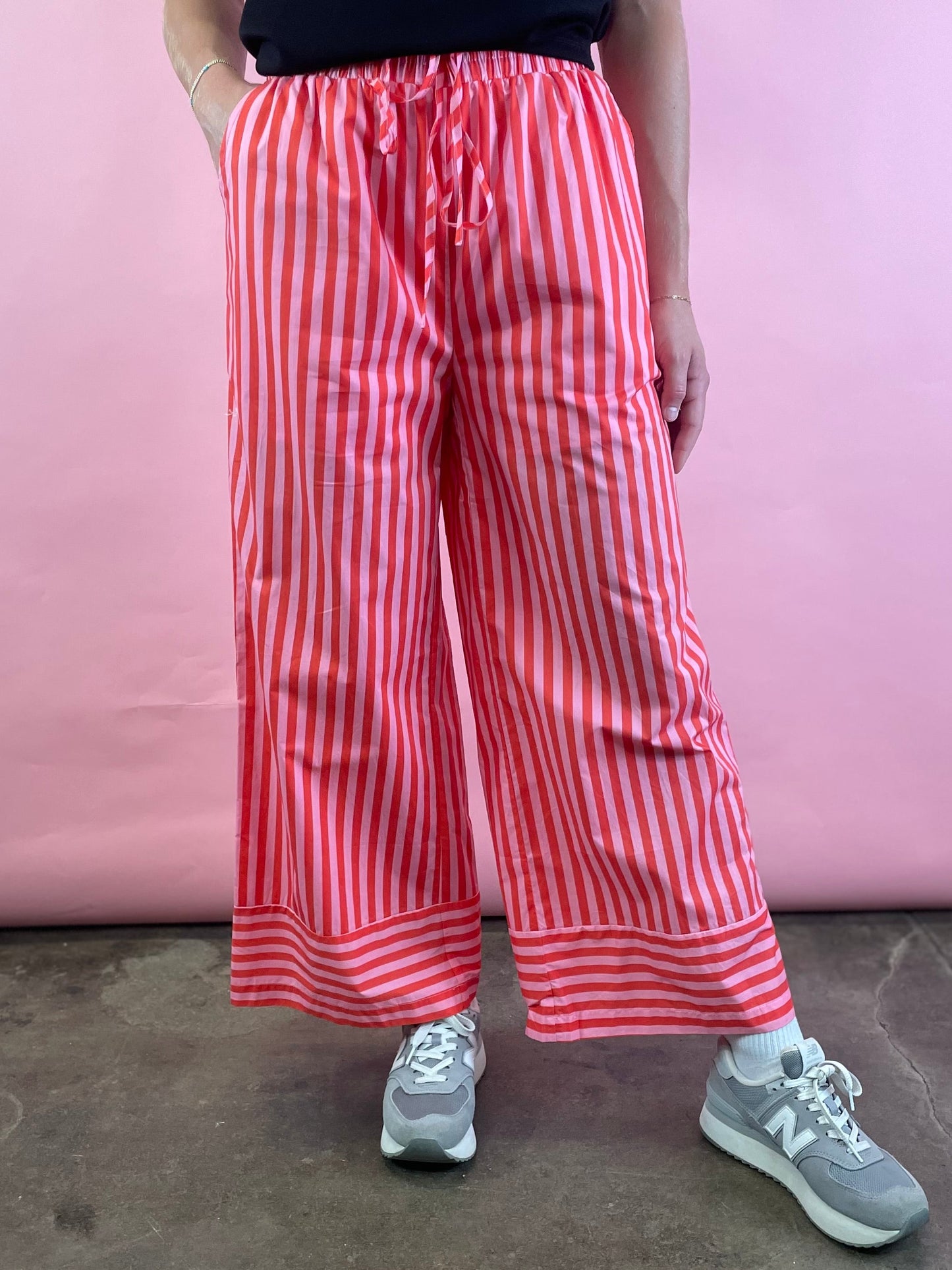 PINK STRIPE WIDE LEG PANT