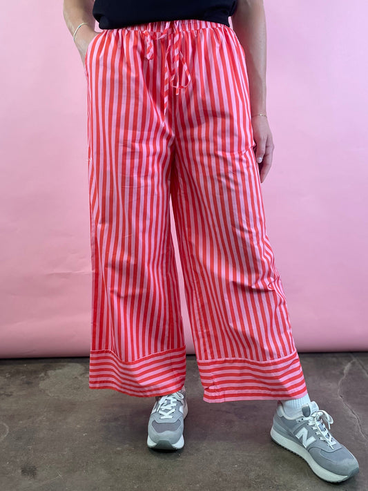 PINK STRIPE WIDE LEG PANT