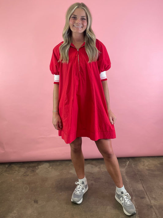 RED DRESS THICK COLLAR