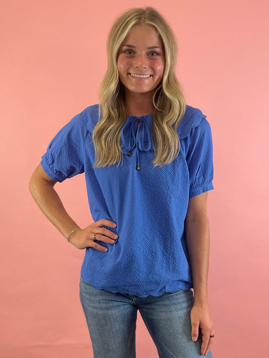 BLUE BUBBLE TEXTURE TOP