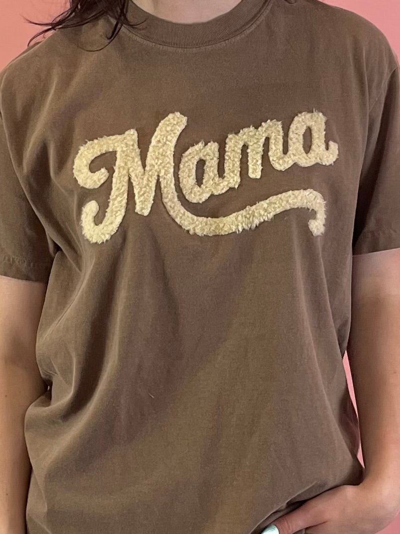 BROWN FUZZY MAMA TEE