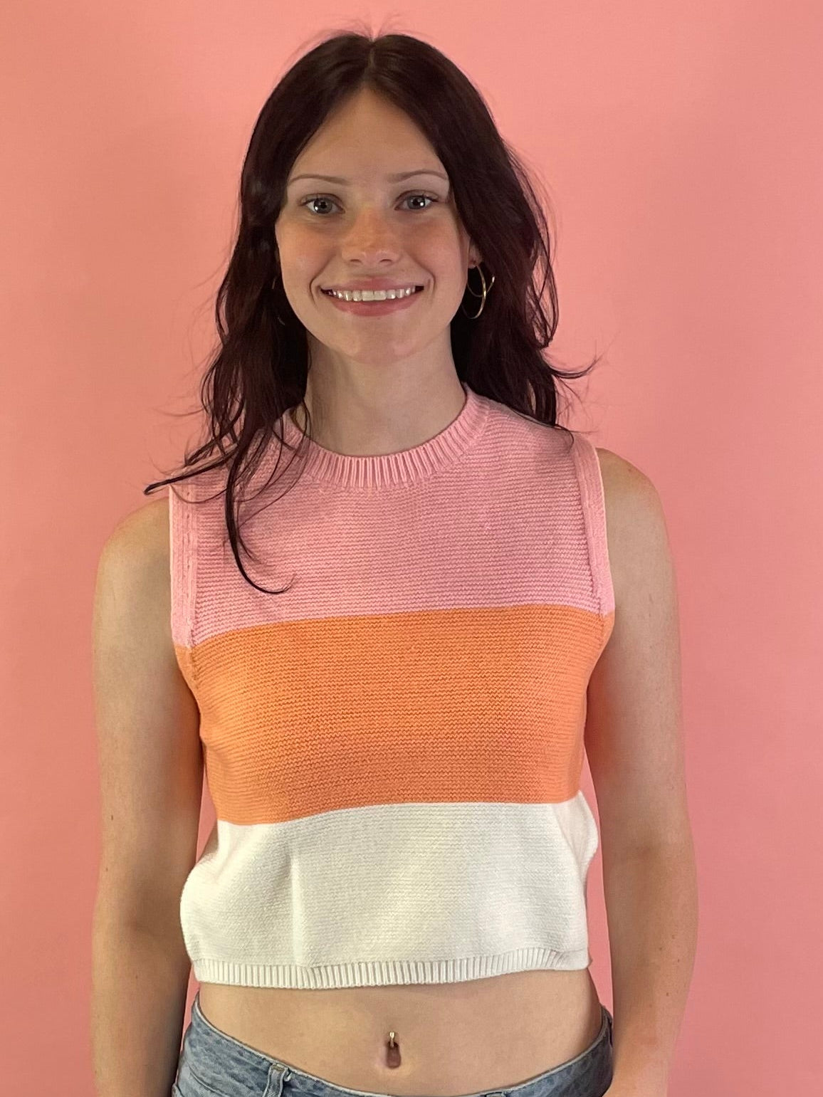 PINK/ORANGE/CREAM SWEATER TANK