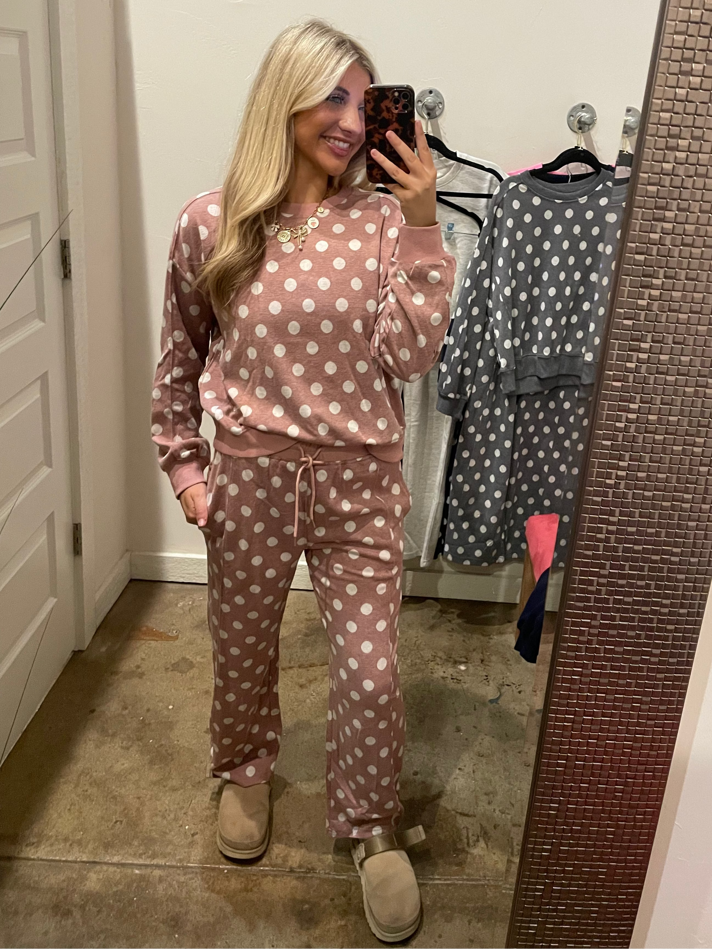 PINK POLK-A-DOT SWEATSUIT