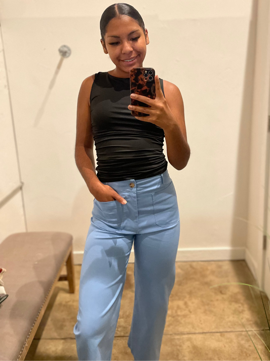 LIGHTWEIGHT OCEAN BLUE CROP PANT