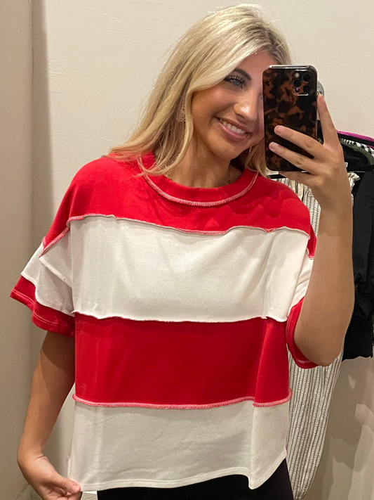 RED BLOCK TEE