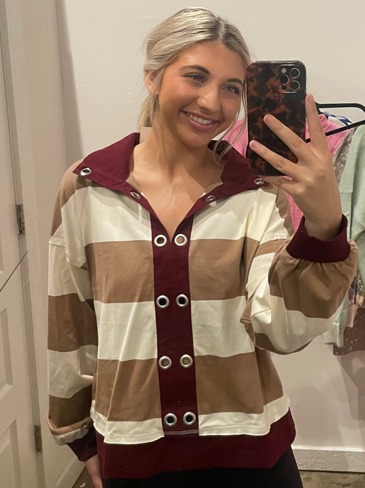 MOCHA COLORBLOCK GROMMET TOP